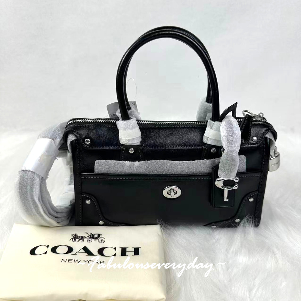 Coach Rhyder Satchel Bag 24 Crossbody/Shoulder In Leather/Silver/Black CFN69 NWT